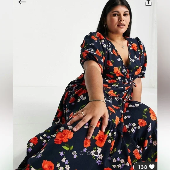 Wrap front tiered smock midi dress - Picture 4 of 4